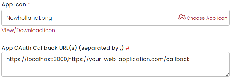 Screenshot of the App OAuth Callback section in the Application Information page of the Developer Portal.